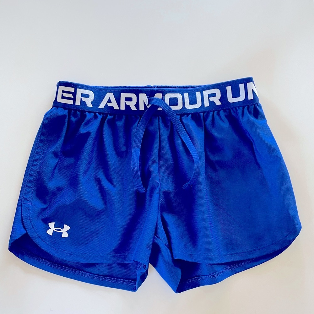 Under Armour Youth Girls Royal Blue Athletic Shorts Size Youth Medium